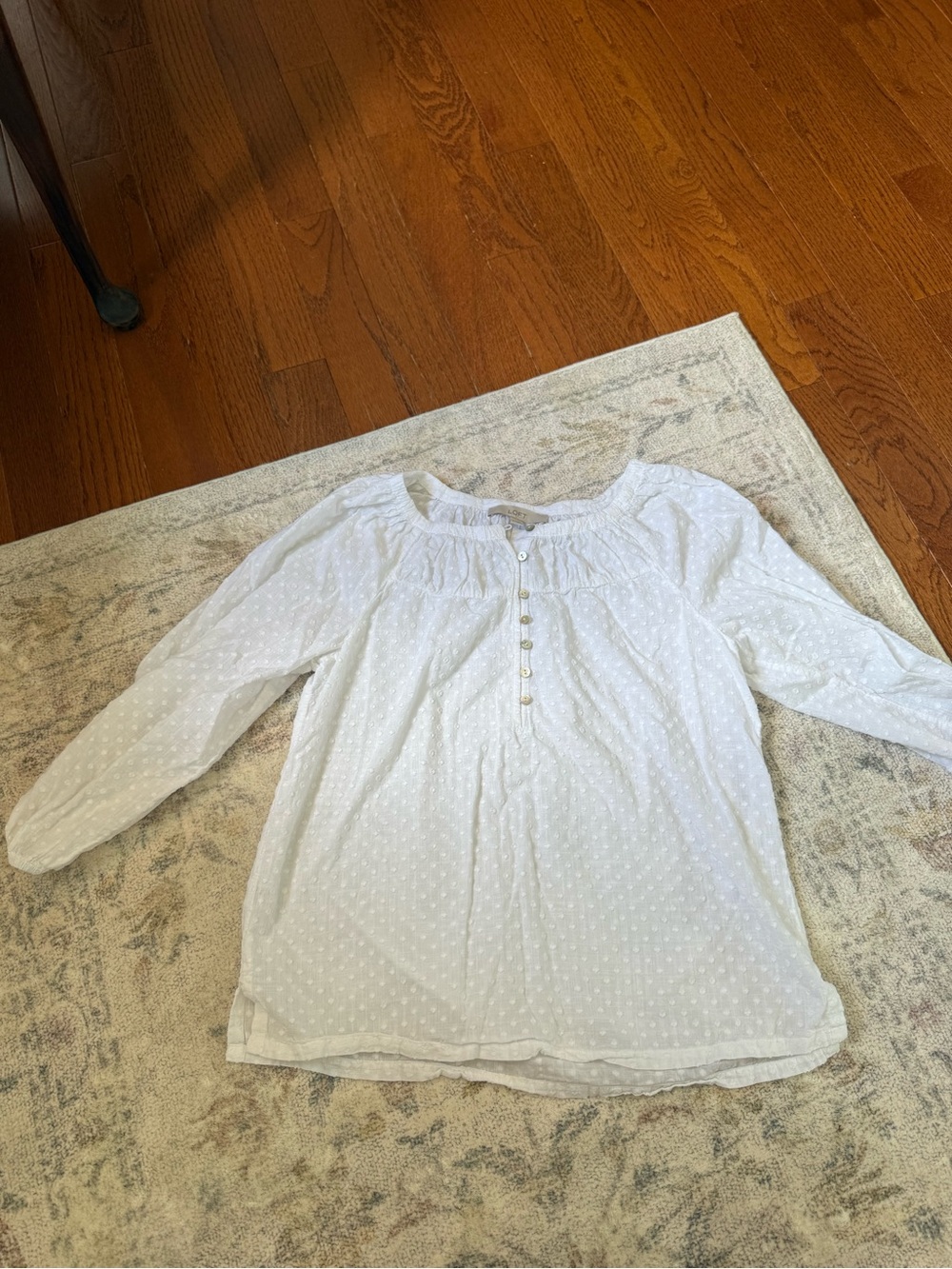 LOFT White Swiss-Dot Cotton Blouse
